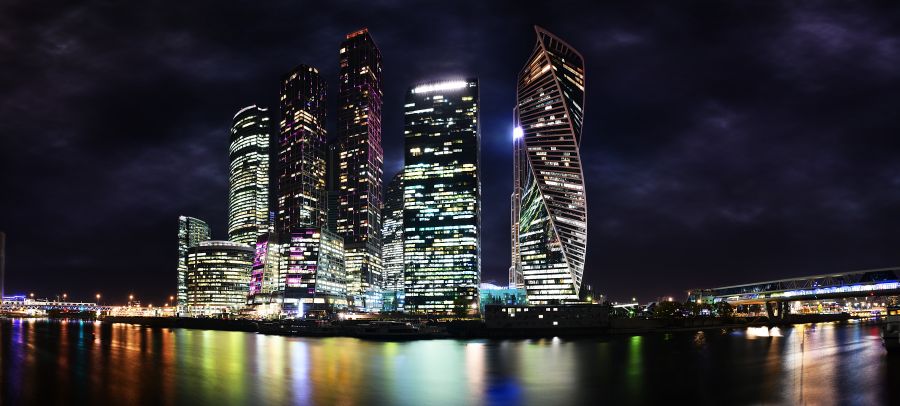 Картина на холсте Москва-сити ночью, арт hd2121001